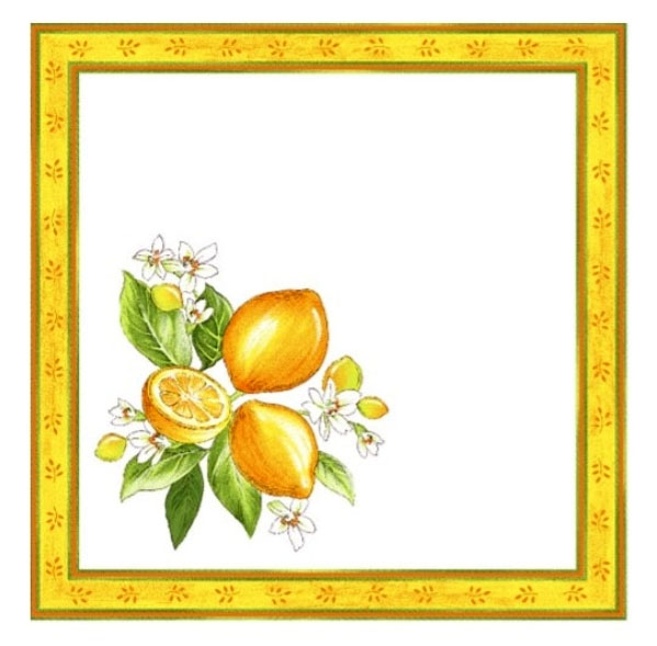 Provence print fabric tea towel (Lemons. small flowers x white) - Click Image to Close